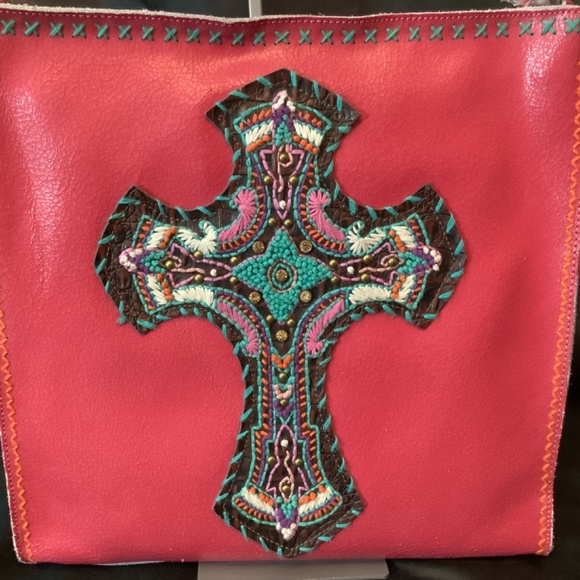 Delila Leather Pink Embroidered Messenger bag tote Montana West western - Picture 4 of 16